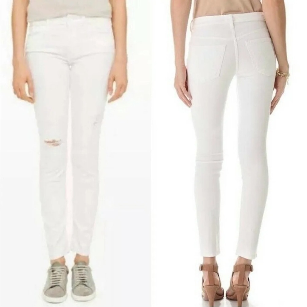 Mother The Looker Stayin' Rowdy Distressed White Jeans Denim Skinny size 27